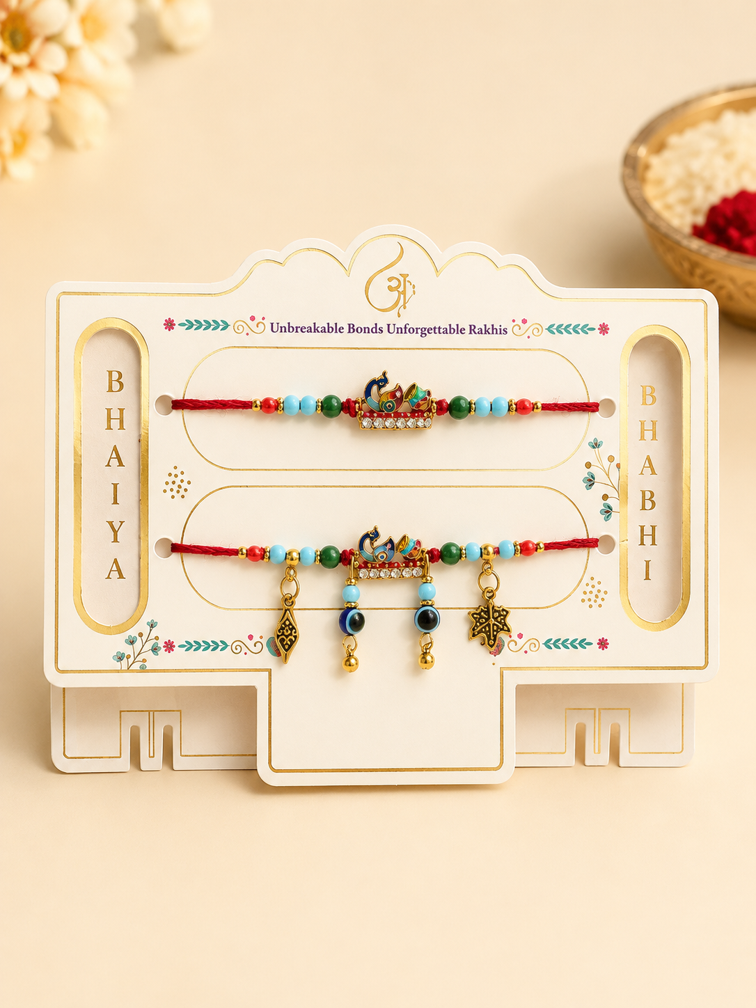 Krishna-Themed Bhaiya Bhabhi Rakhi Combo
