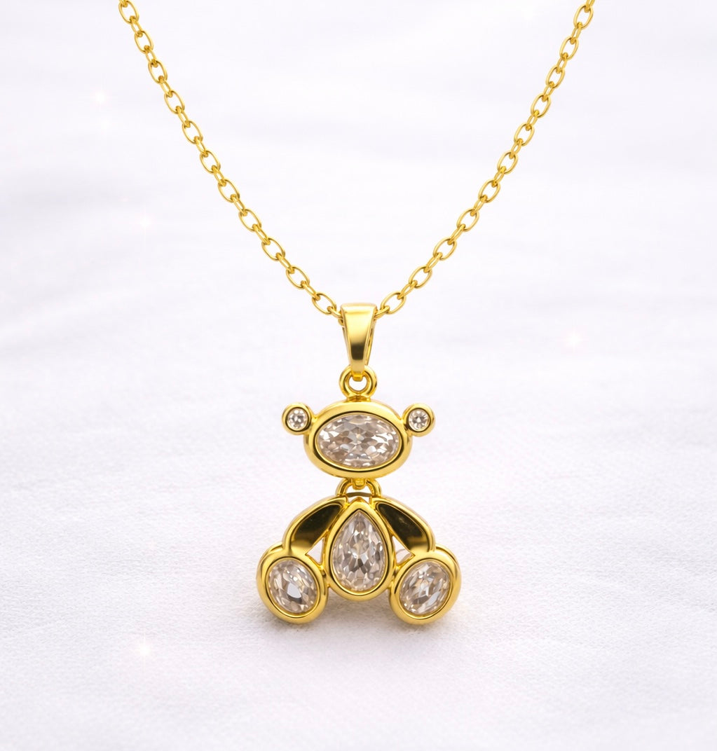 Vintage Teardrop Crystal Charm Necklace