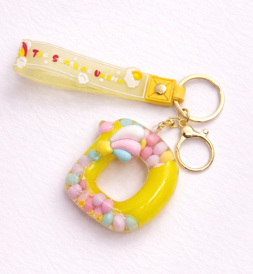 Acrylic Oil Liquid Initial Letter D Keychain
