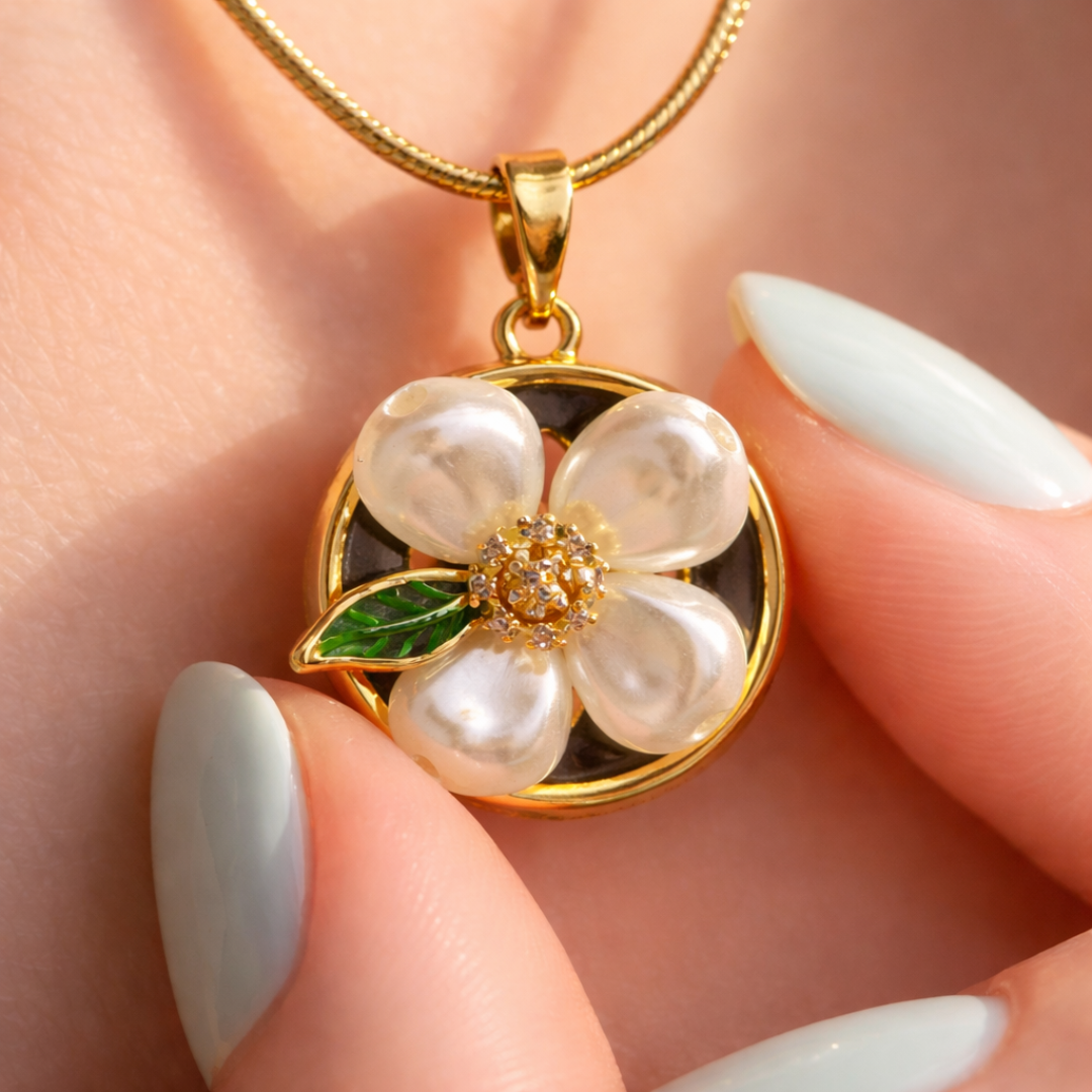 Pearl Blossom Gold Pendant Necklace