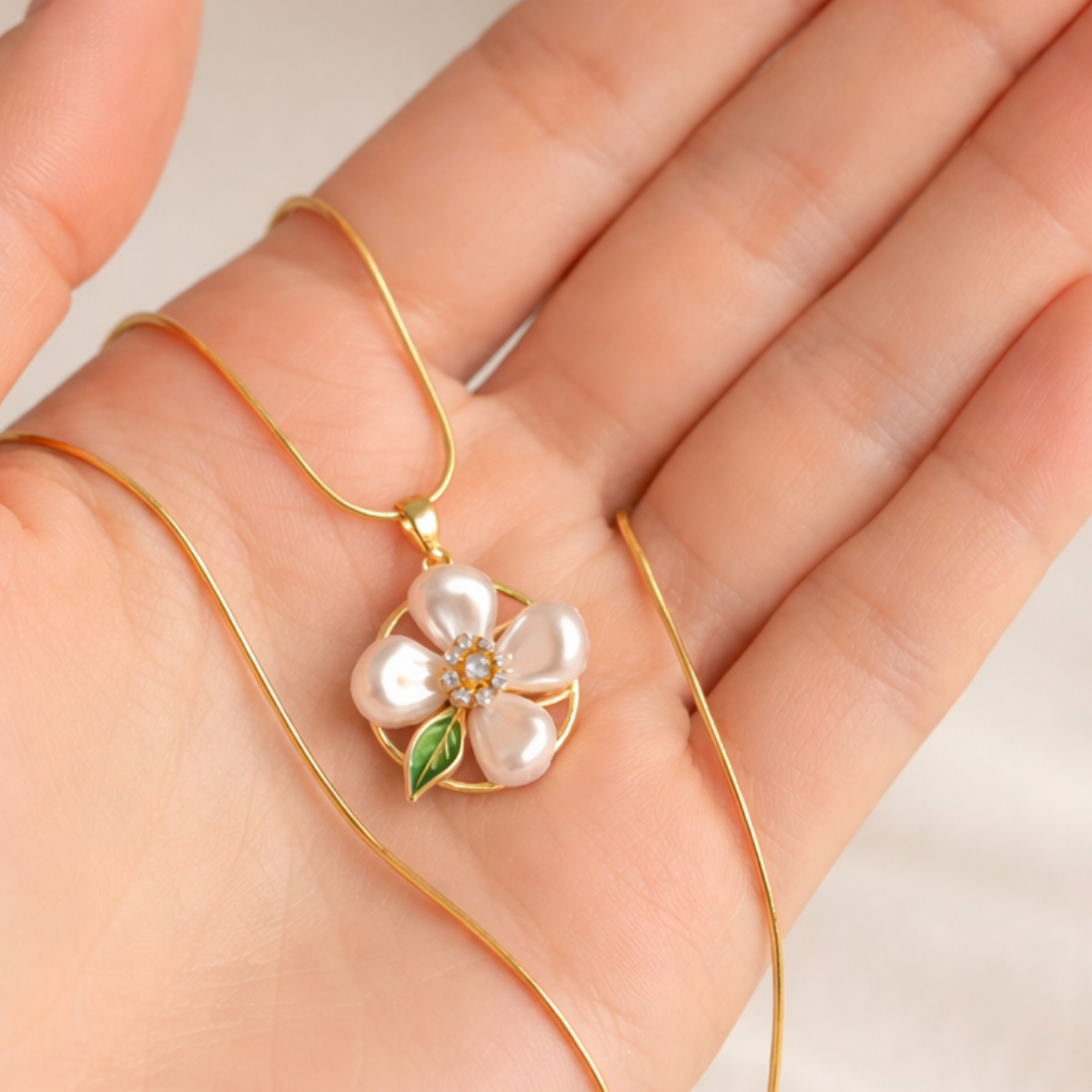 Pearl Blossom Gold Pendant Necklace