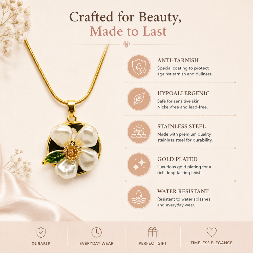 Pearl Blossom Gold Pendant Necklace