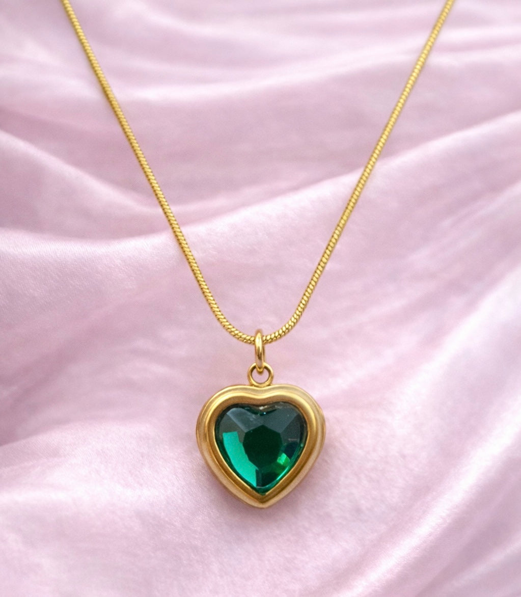 Emerald Heart Pendant Necklace