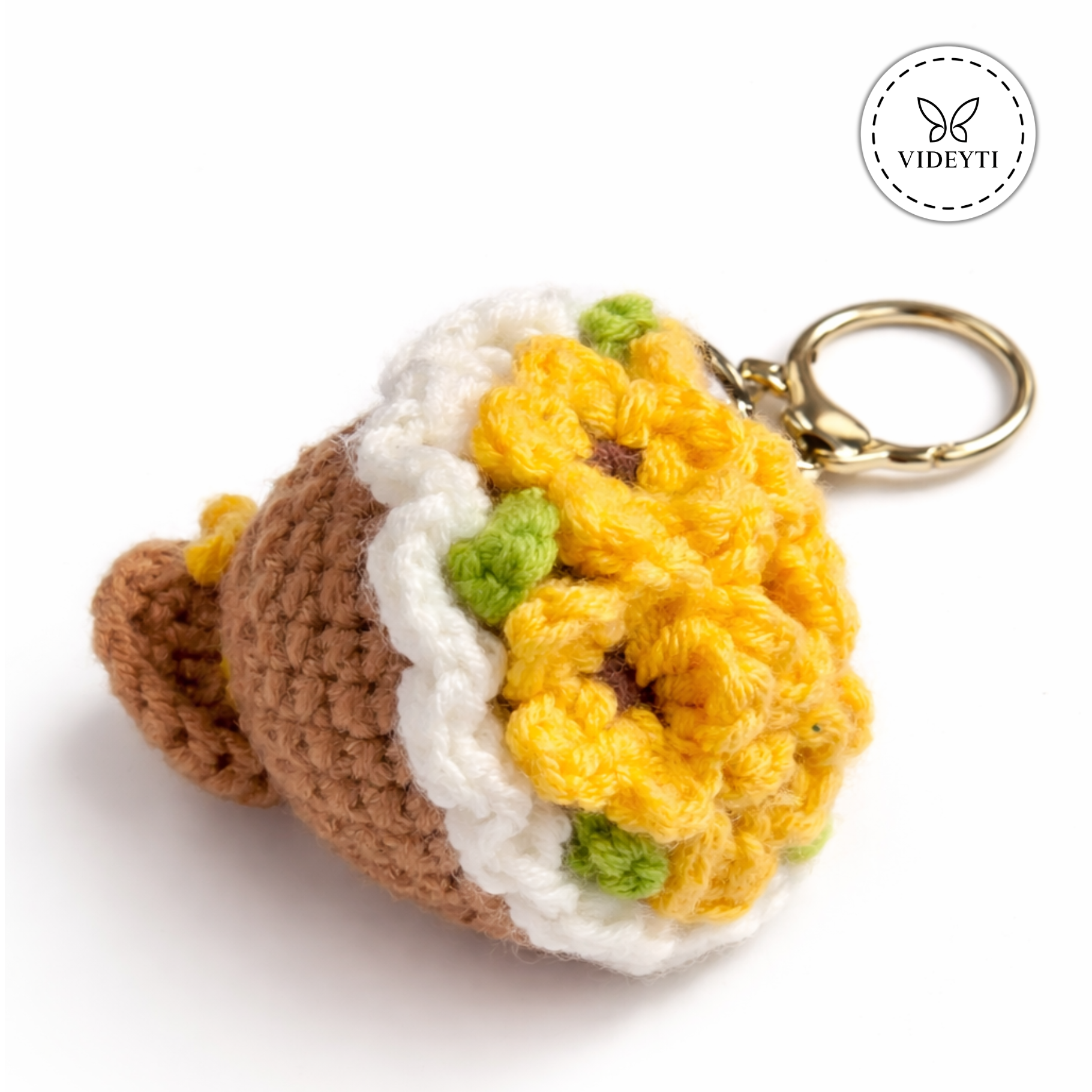 Handmade Crochet Floral Keychain