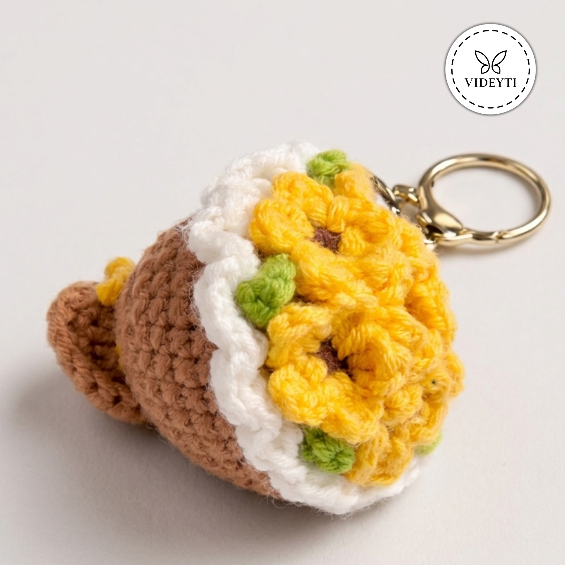 Handmade Crochet Floral Keychain