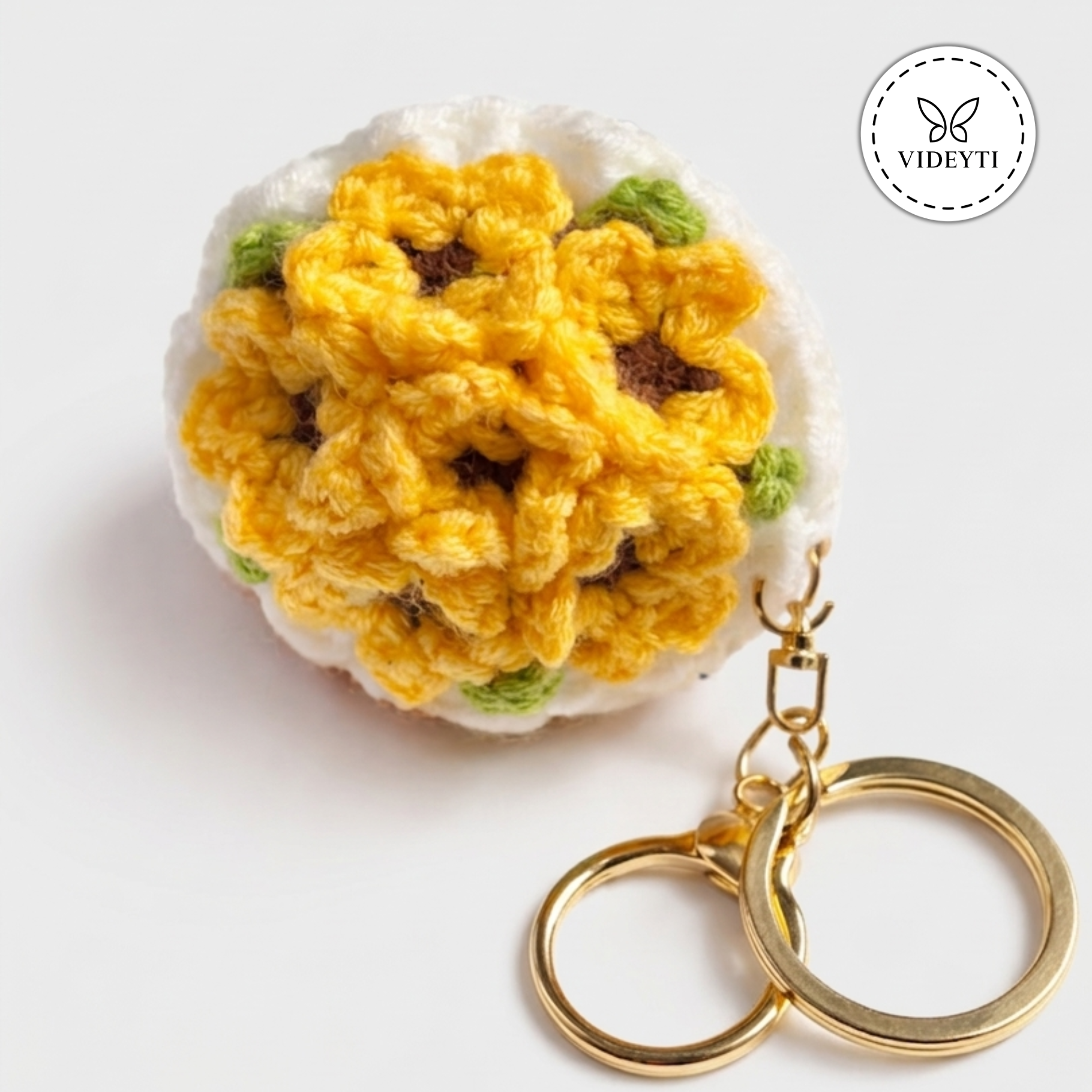 Handmade Crochet Floral Keychain