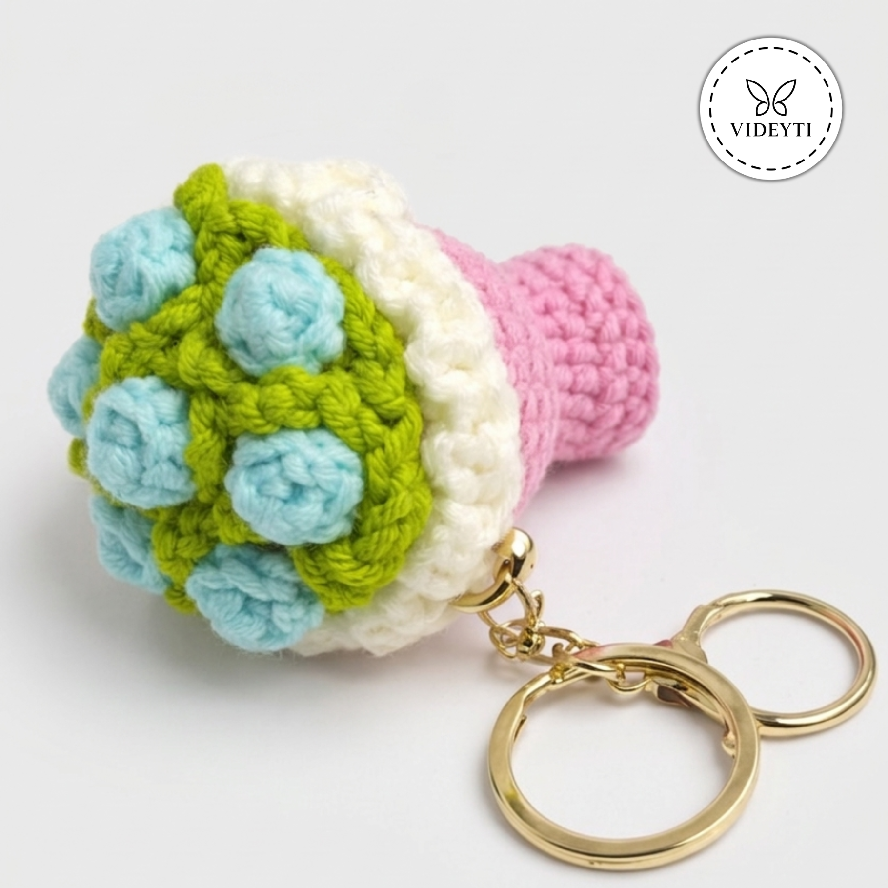 Handmade Crochet Floral Keychain