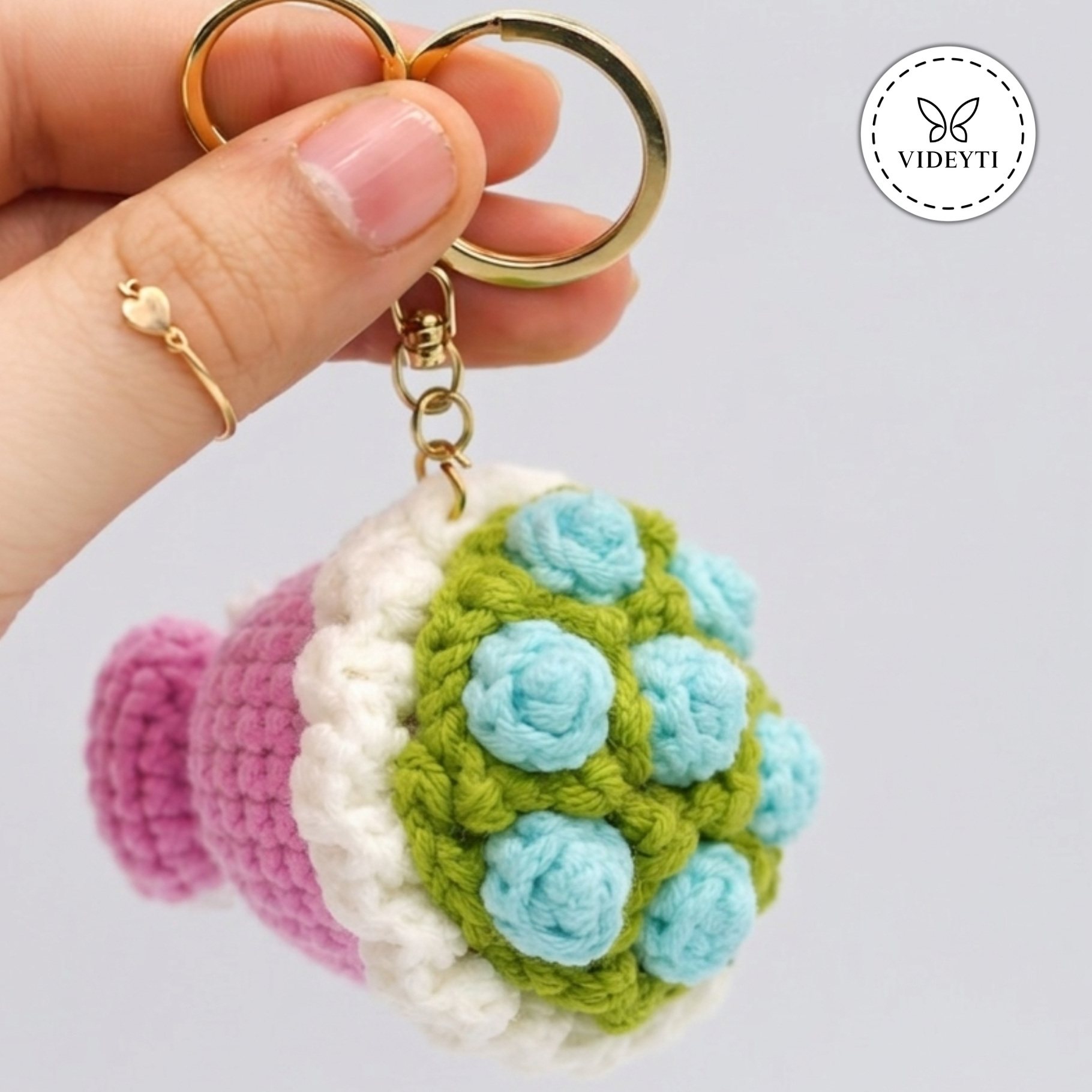 Handmade Crochet Floral Keychain