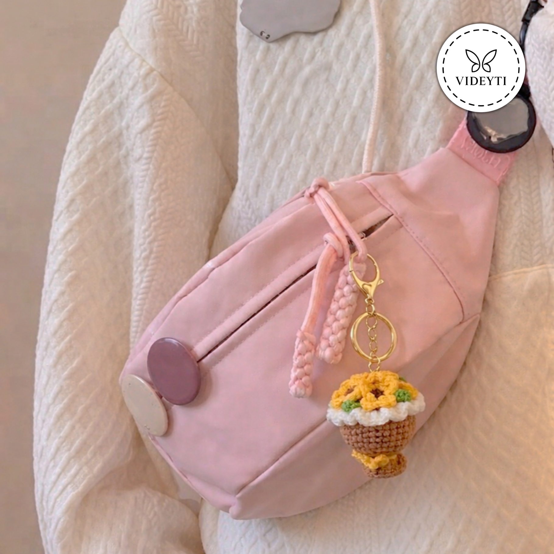 Handmade Crochet Floral Keychain