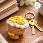 Handmade Crochet Floral Keychain