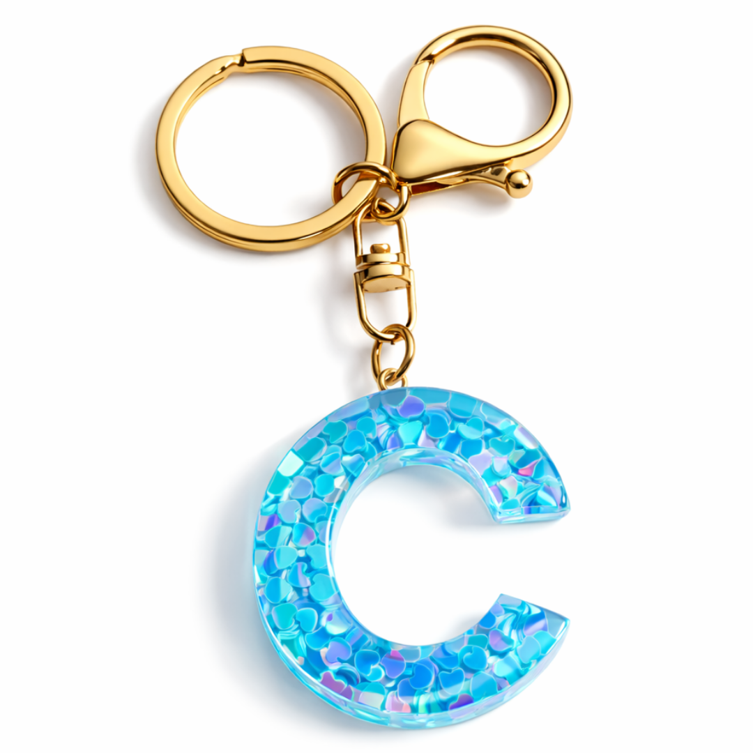 Blue Mosaic Letter Keychain Charm
