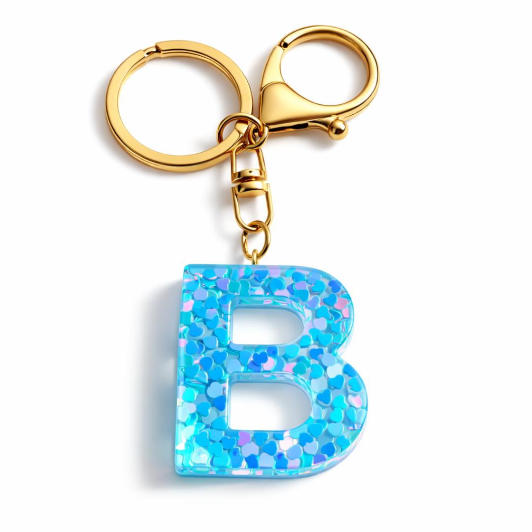 Blue Mosaic Letter Keychain Charm