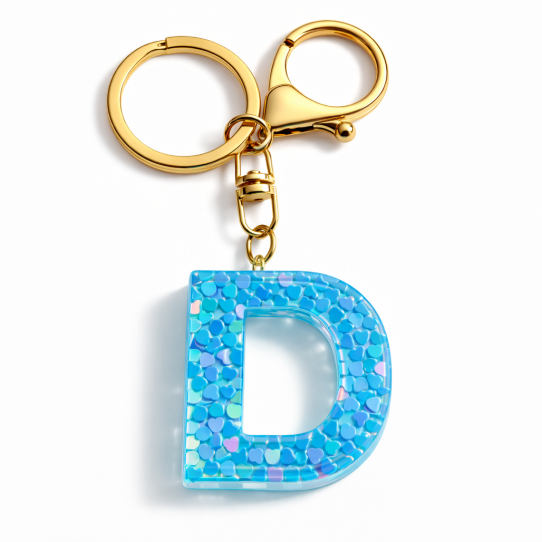 Blue Mosaic Letter Keychain Charm