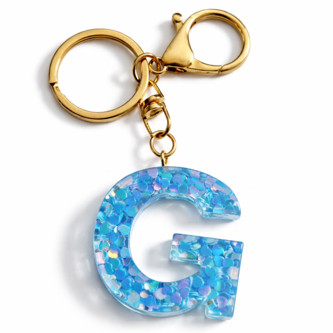 Blue Mosaic Letter Keychain Charm