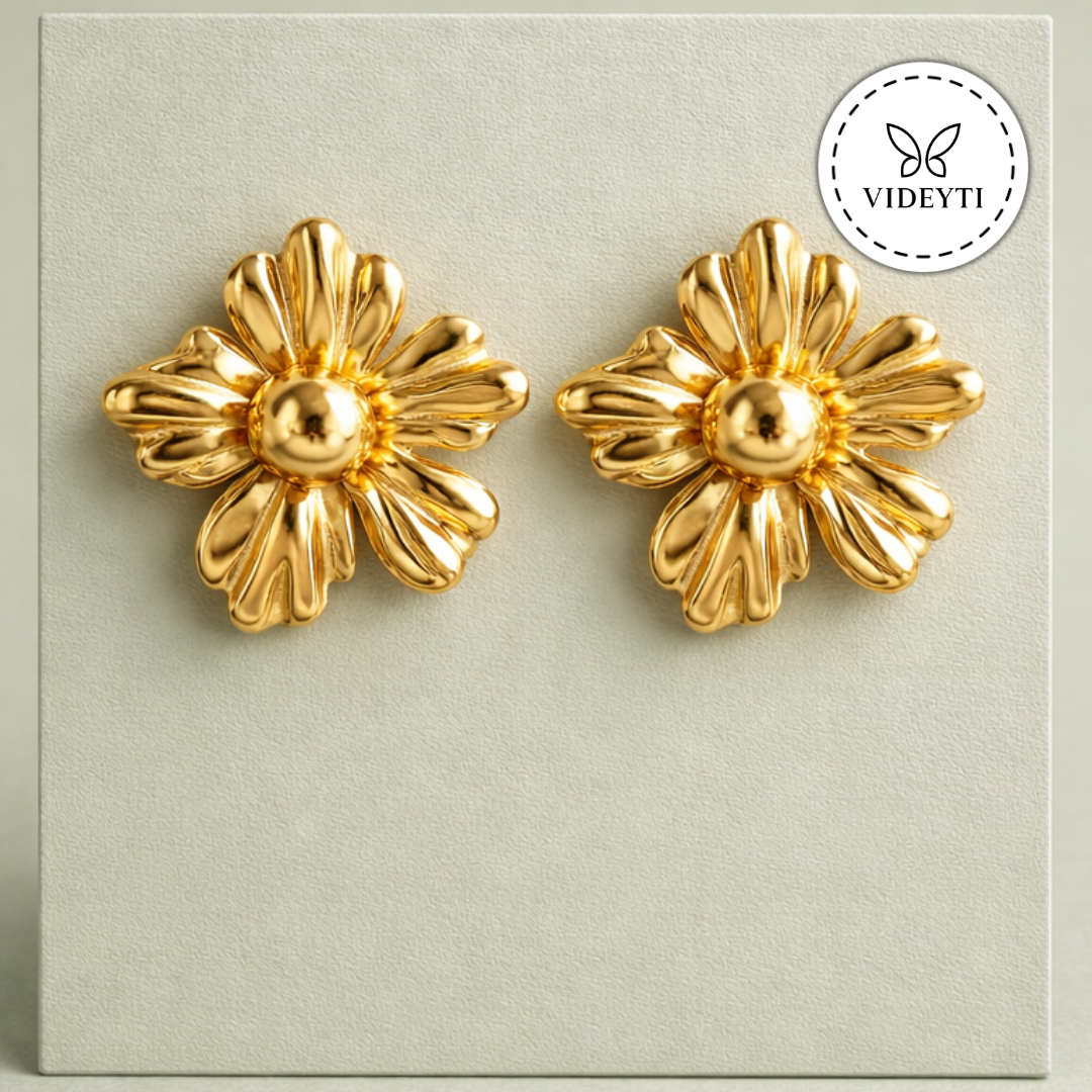 Golden Marigold Stud Earrings