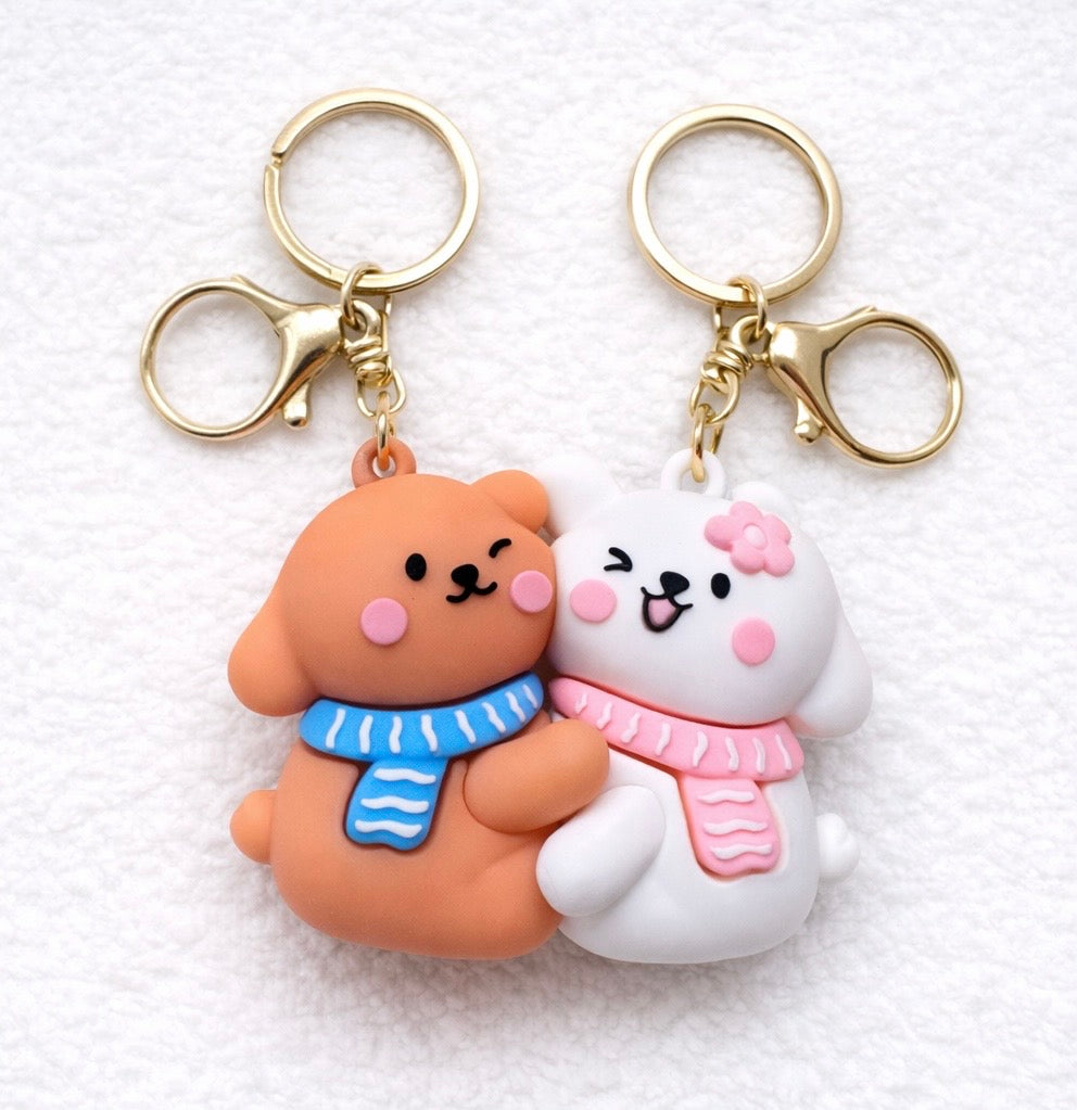 Magnetic Cute Bunny Couple Keychain Set