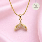 Gold wishbone crystal pendant necklace