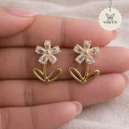 Golden floral stud earrings