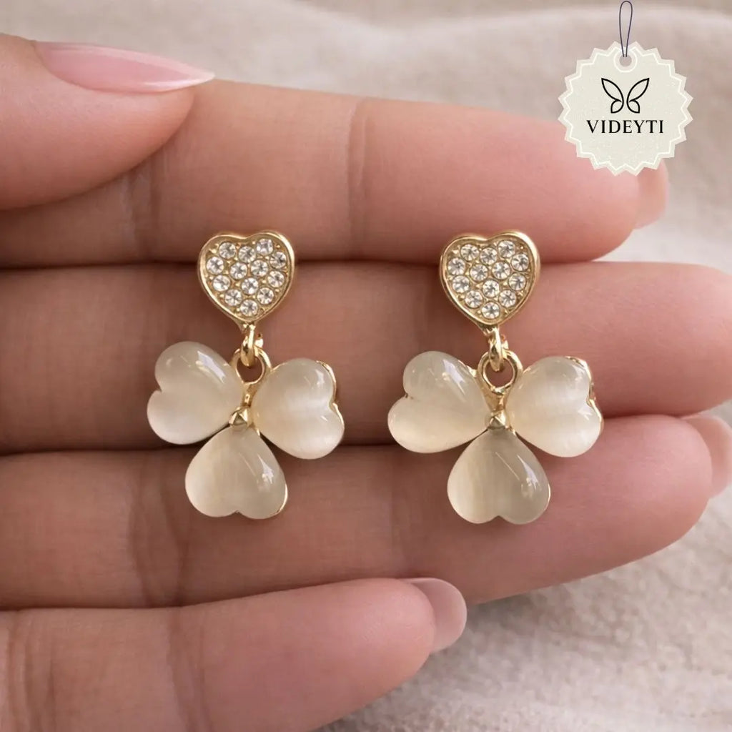 Golden clover drop earrings
