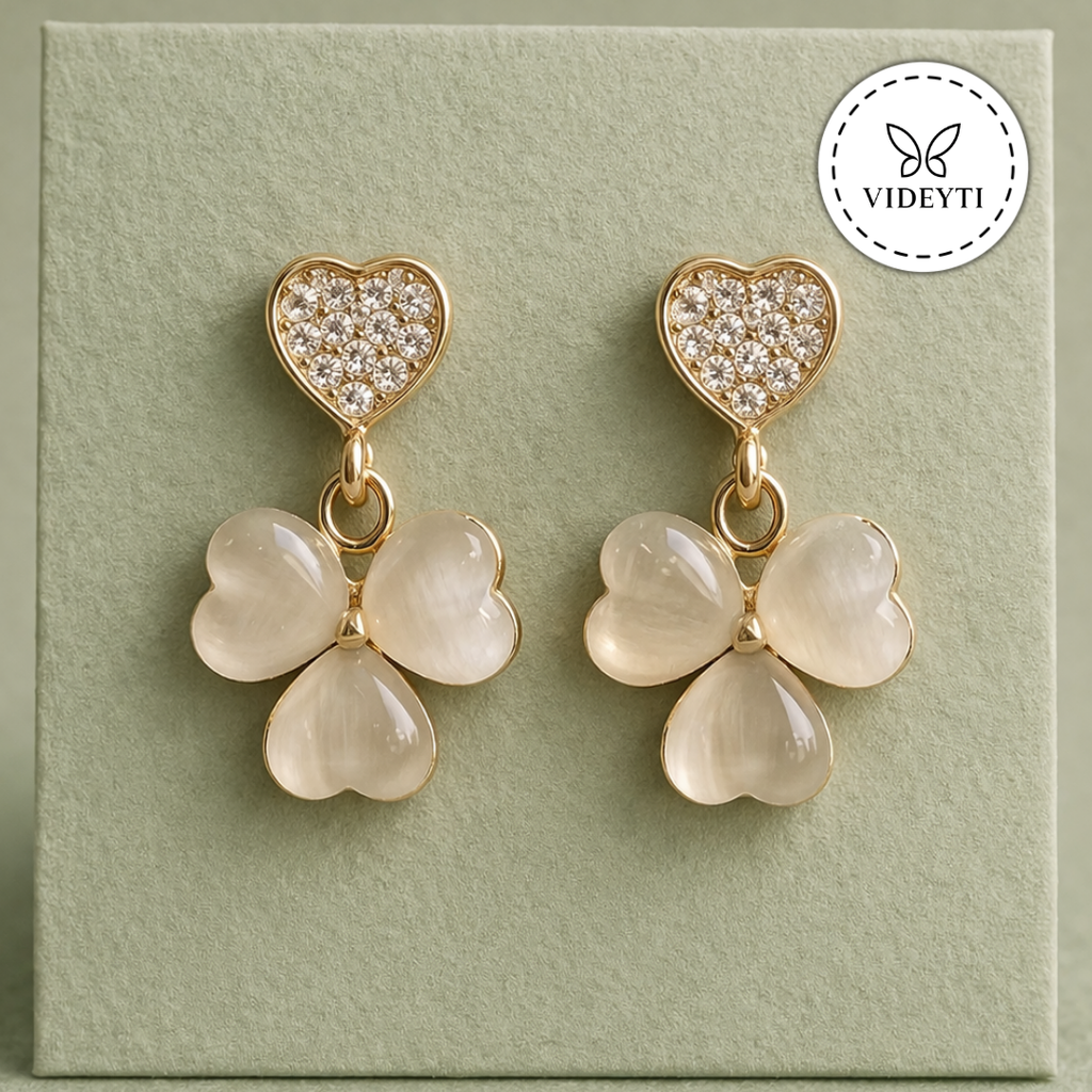 Golden Clover Drop Earrings