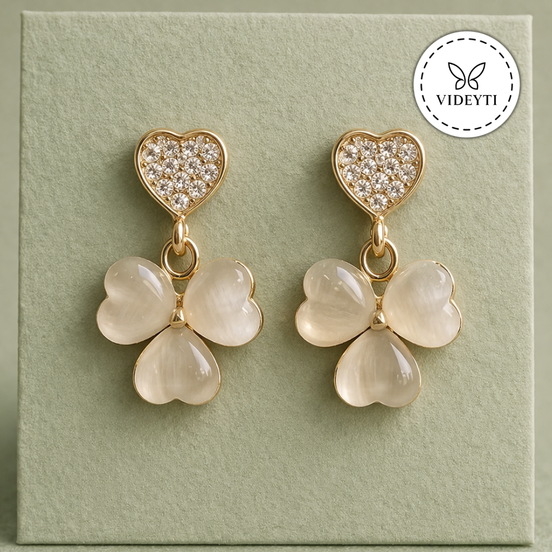 Golden Clover Drop Earrings