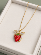 Strawberry Crystal Pendant Necklace