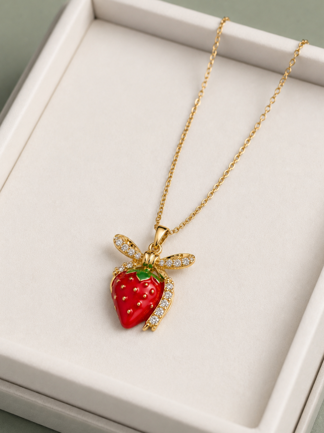 Strawberry Crystal Pendant Necklace