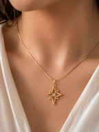 Celestial Star Crystal Gold-Tone Pendant Necklace
