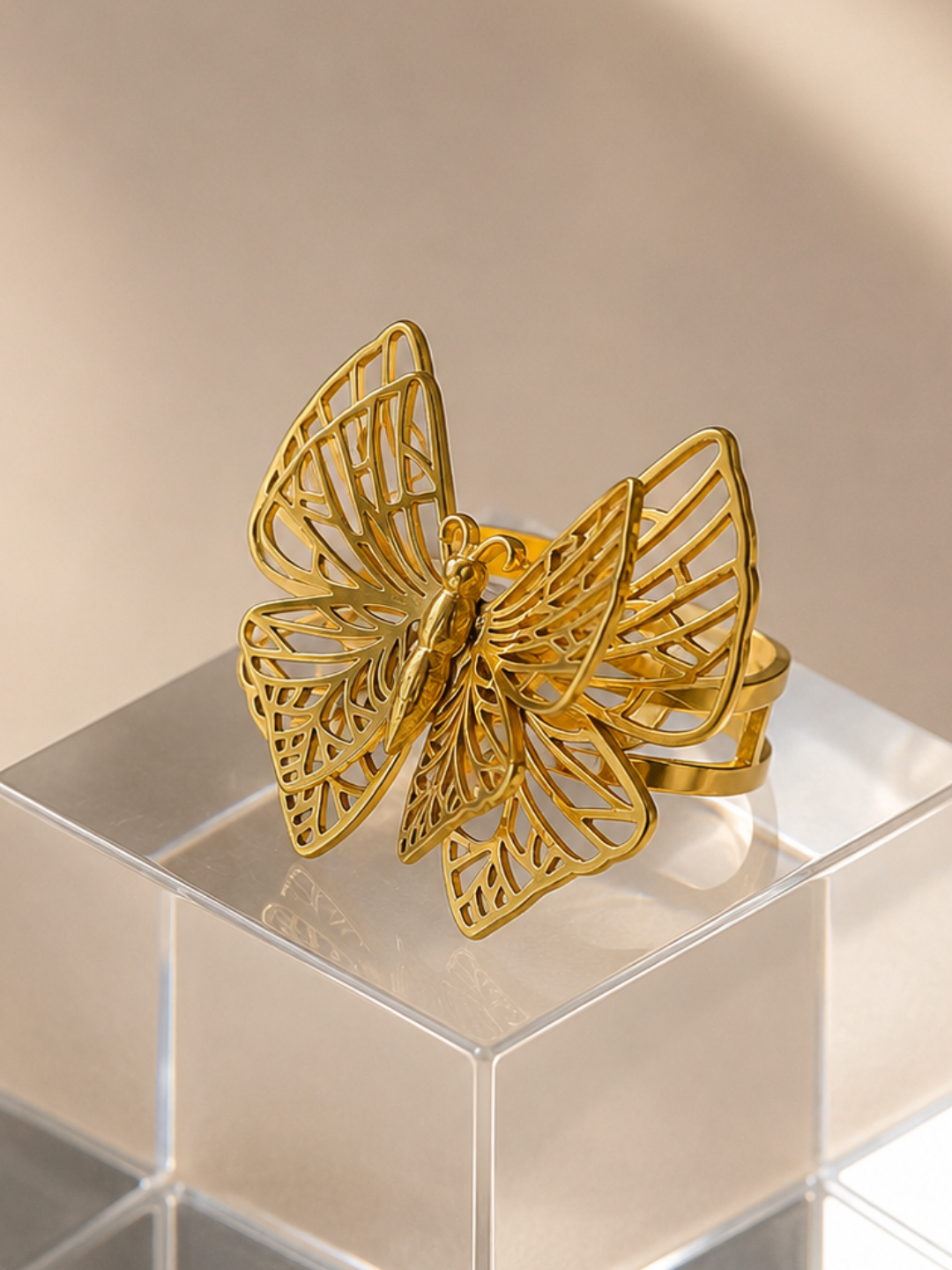 Golden Butterfly Statement Ring