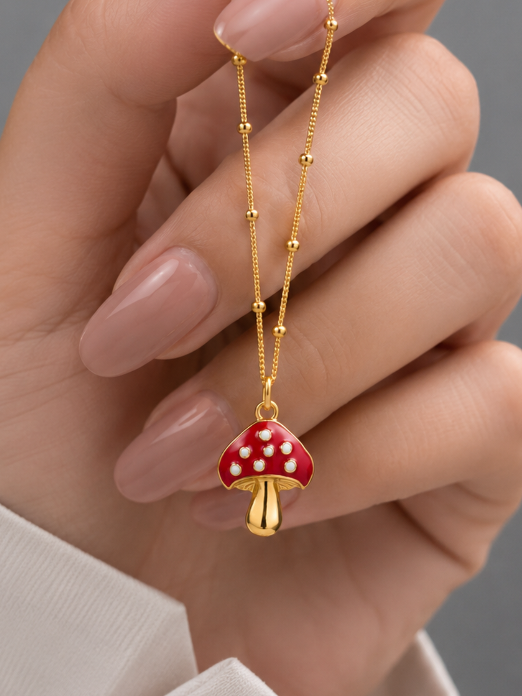 Red Mushroom Pendant Necklace