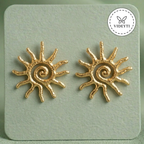 Golden Spiral Sun Stud Earrings