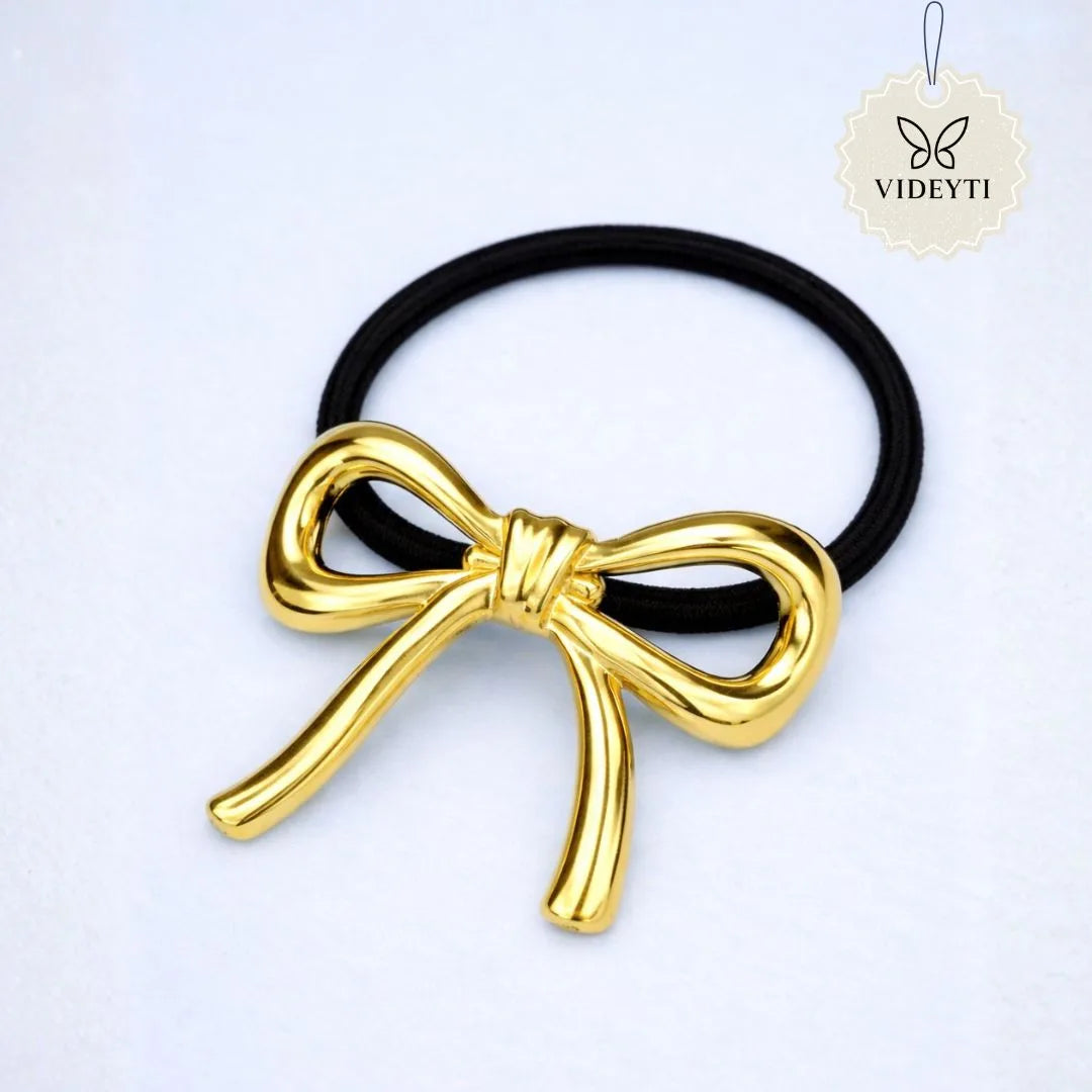 Gold bow metal hair claw clip