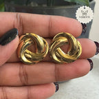 Golden twist knot stud earrings