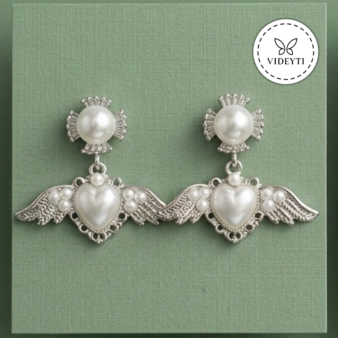 Angel Wing Pearl Drop Earrings