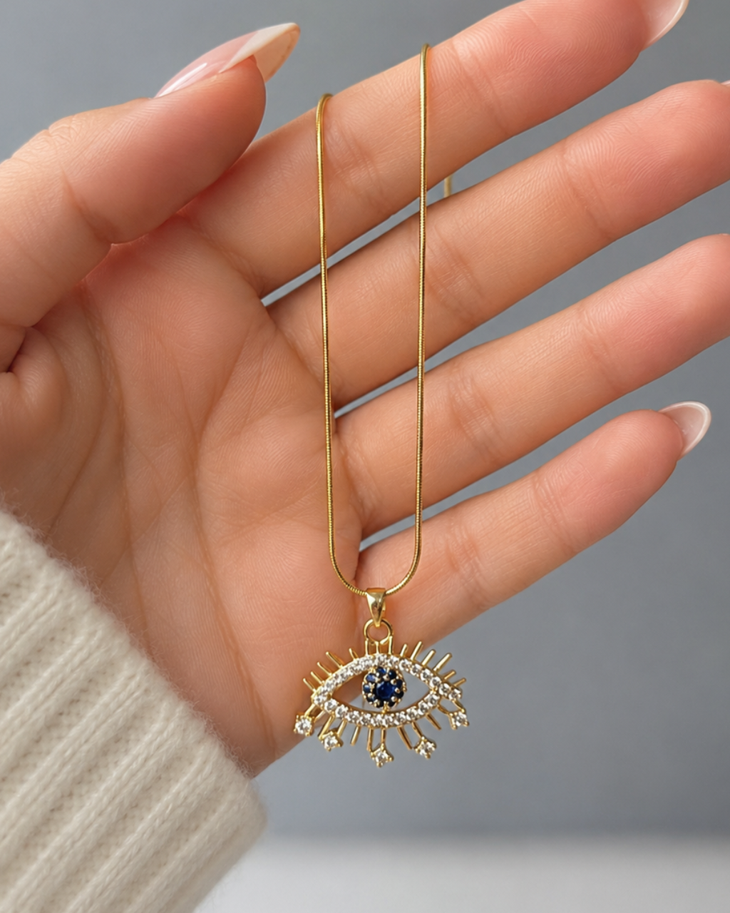 Evil Eye Crystal Pendant Necklace