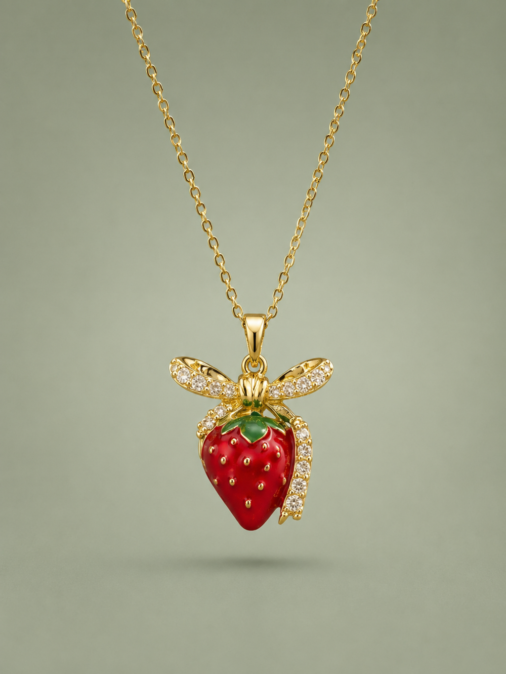 Strawberry Crystal Pendant Necklace