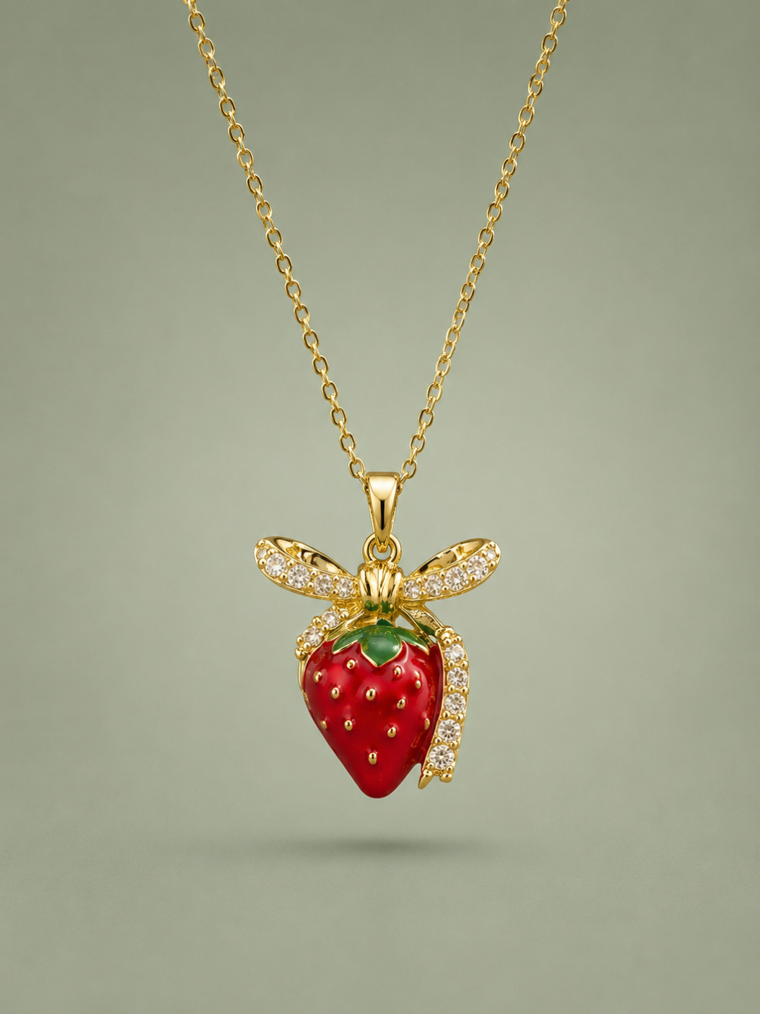 Strawberry Crystal Pendant Necklace