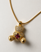 Crystal Teddy Bear Pendant Necklace