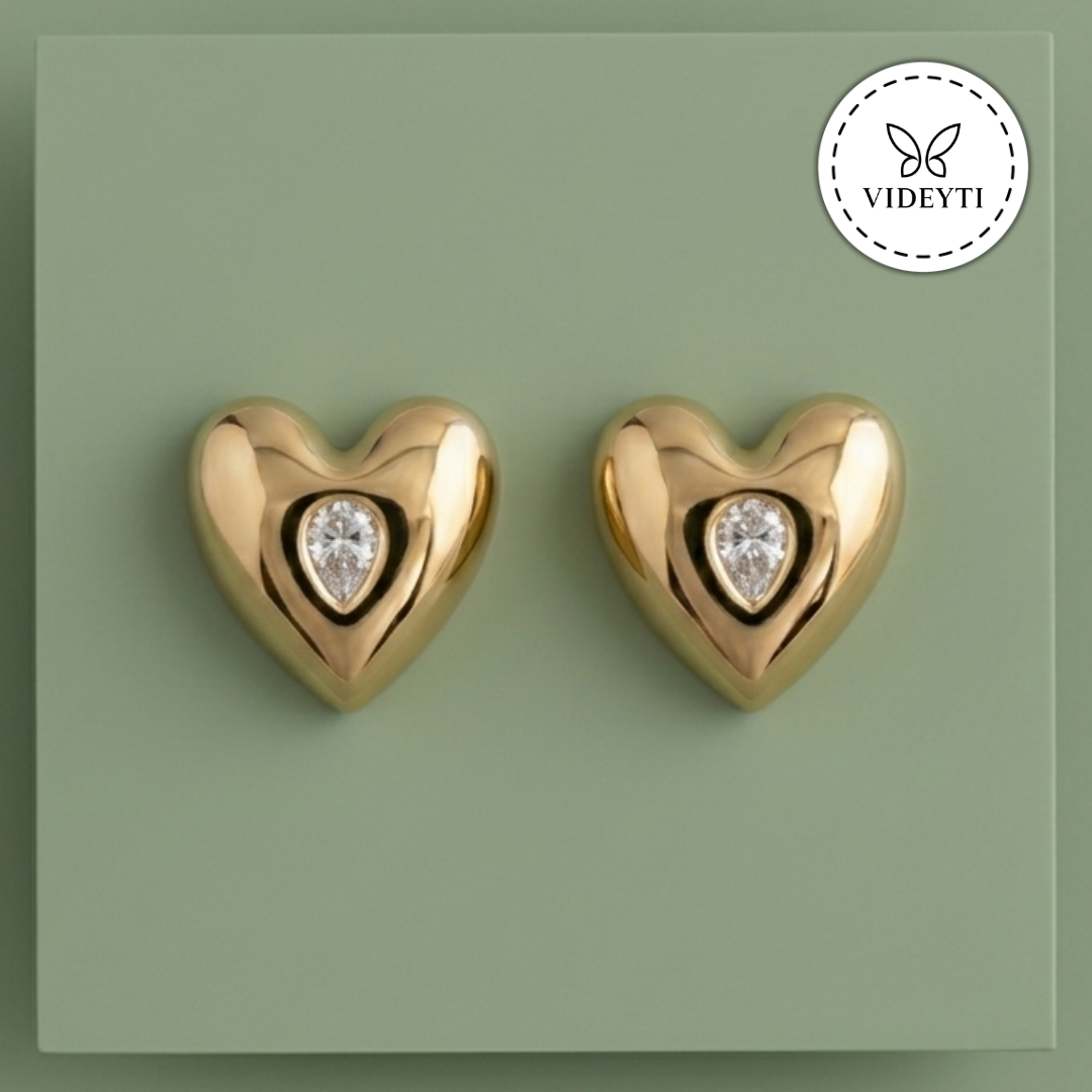 Veloura Gold-Tone Heart Stud Earrings
