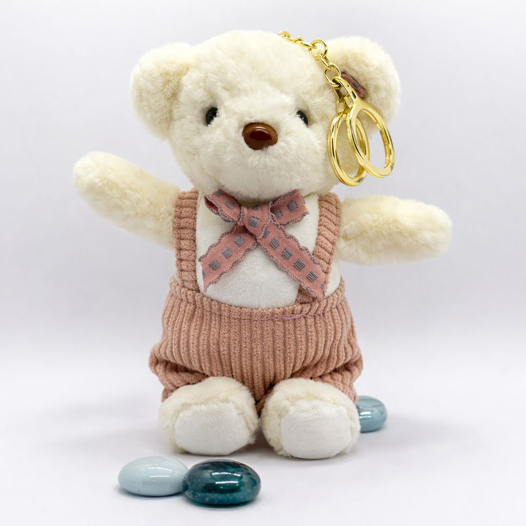 Oliver Pink Bow Teddy Keychain