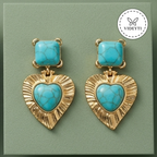 Azura Gold-Tone Turquoise Heart Drop Earrings