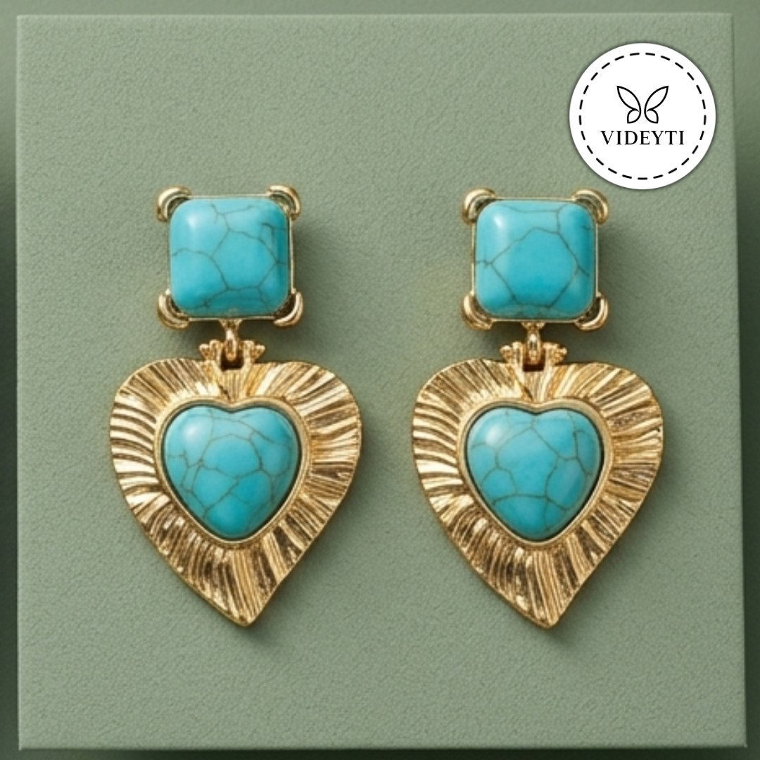 Azura Gold-Tone Turquoise Heart Drop Earrings