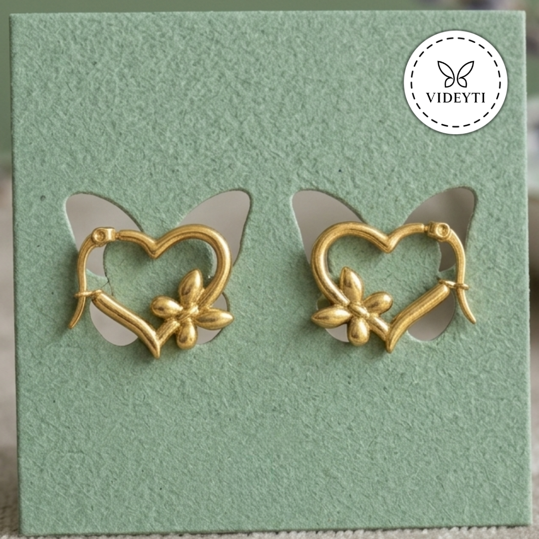 Liora Gold-Tone Floral Heart Hoop Earrings