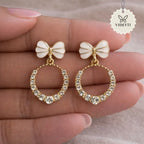 Golden bow crystal drop earrings