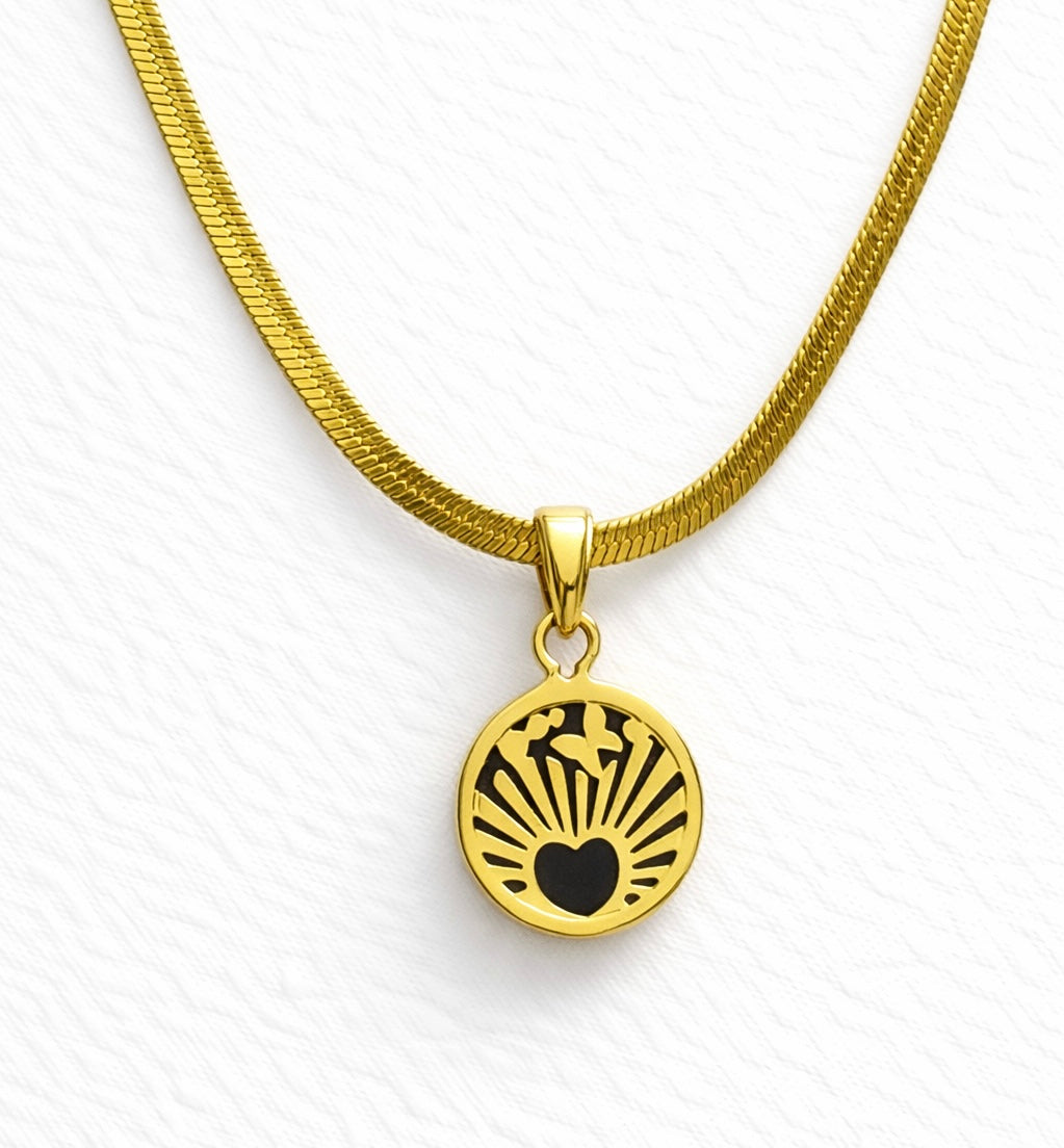 Sunburst Heart Medallion Necklace