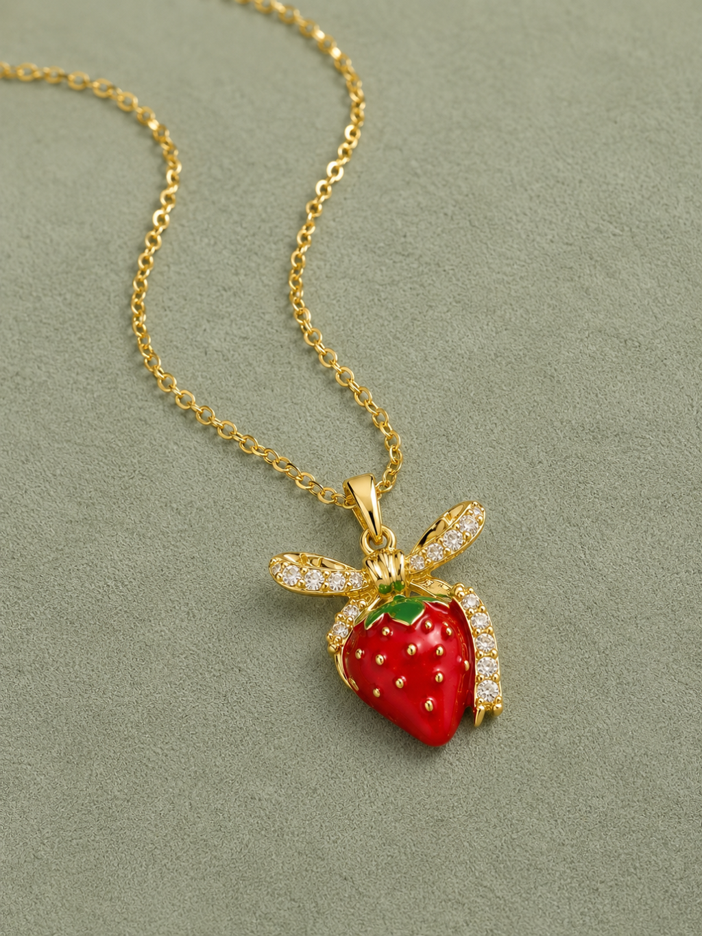 Strawberry Crystal Pendant Necklace