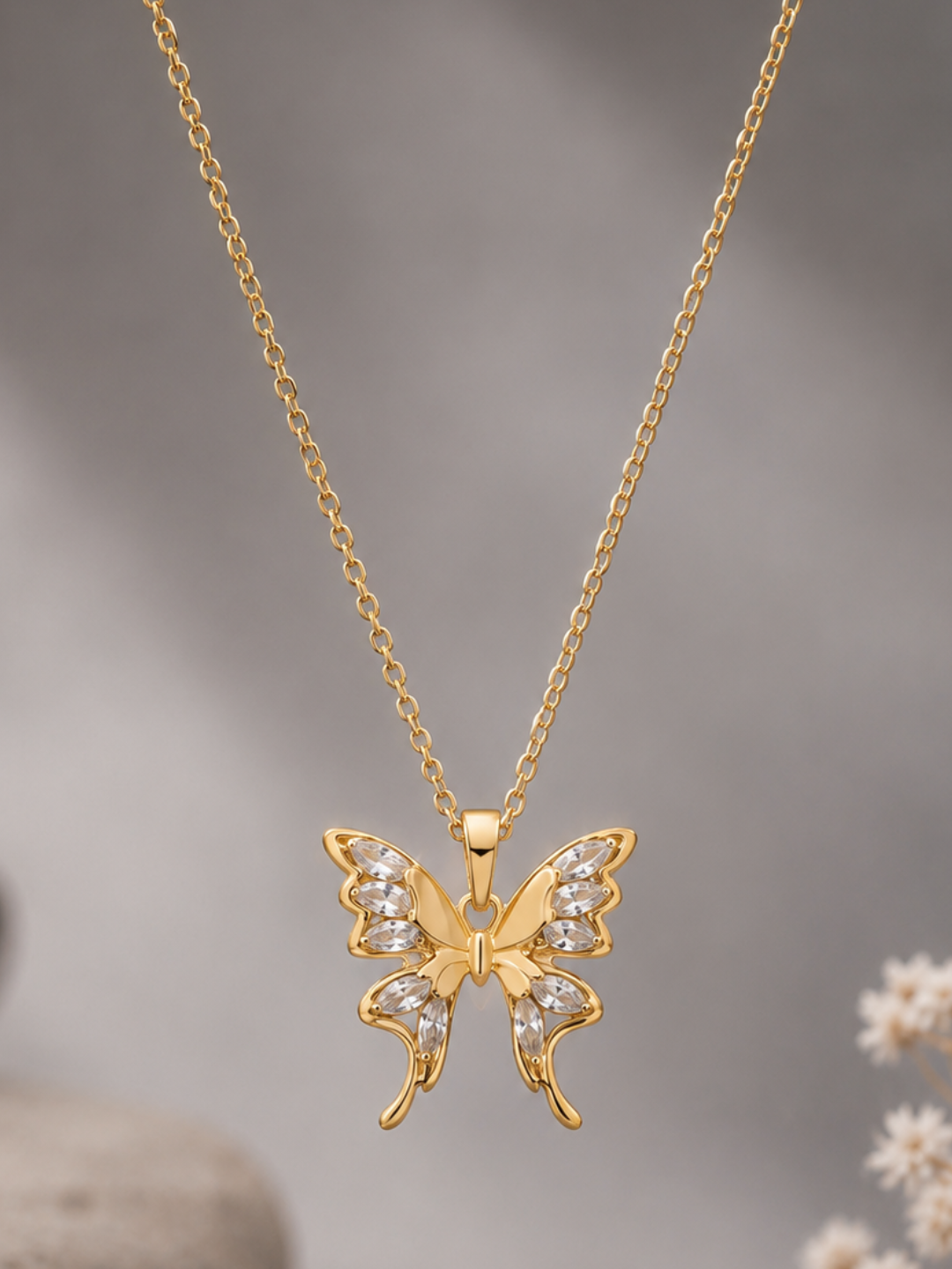 Butterfly Crystal Pendant Necklace