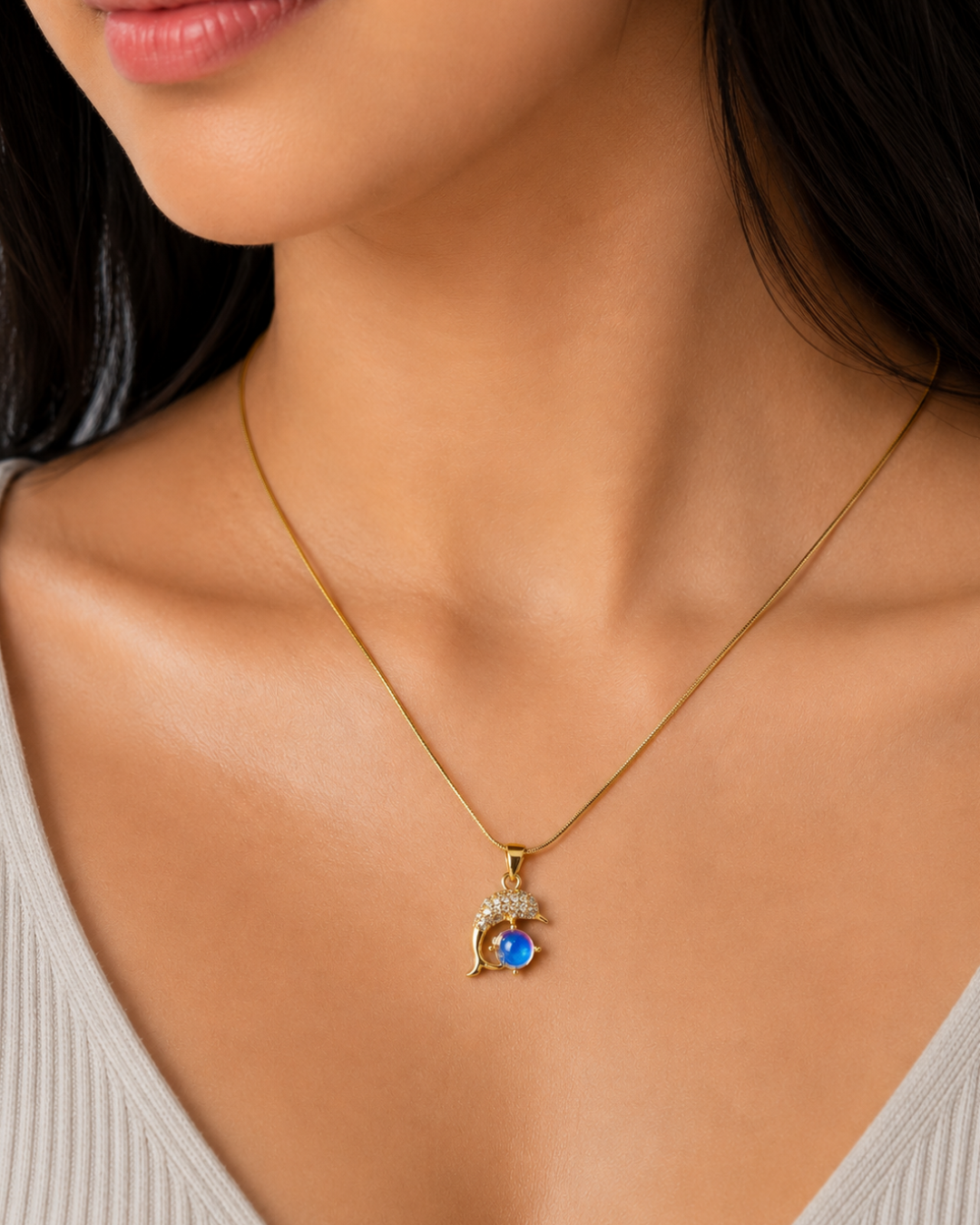Dolphin Crystal Pendant Necklace