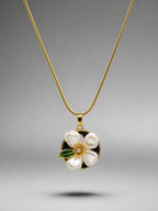 Golden Pearl Flower Pendant Necklace
