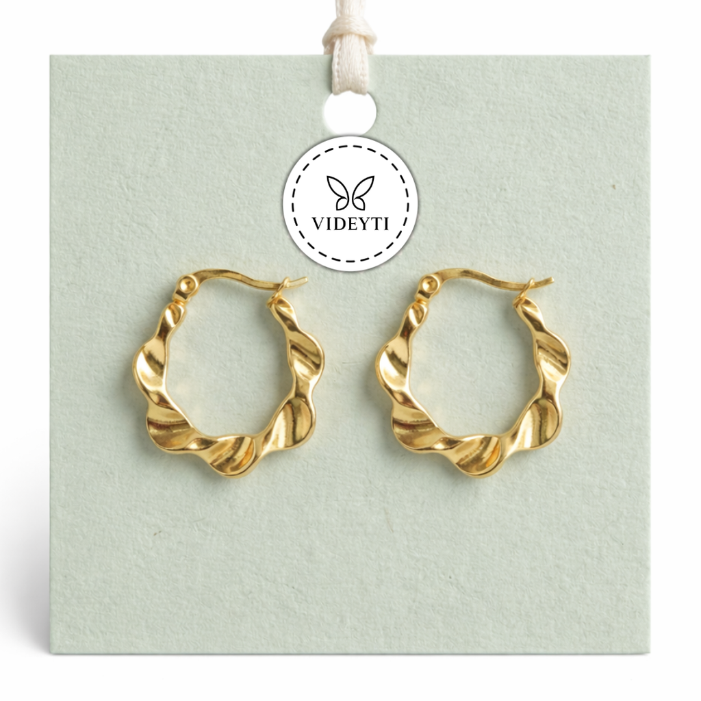 Twisted Wave Hoop Gold-Tone Earrings